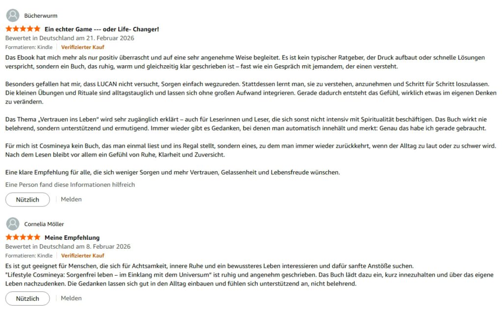 Amazon Kundenbewertung zu Cosmineya